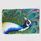 Serviette De Golf Peacock blanc bleu et vert Piebald (Horizontal)