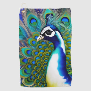 Serviette De Golf Peacock blanc bleu et vert Piebald