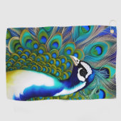 Serviette De Golf Peacock blanc bleu et vert Piebald (Horizontal)