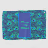 SERVIETTE DE GOLF PEACOCK BLEU VERT MOTIF AVEC MONOGRAMME (Horizontal)