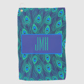 SERVIETTE DE GOLF PEACOCK BLEU VERT MOTIF AVEC MONOGRAMME (Devant)