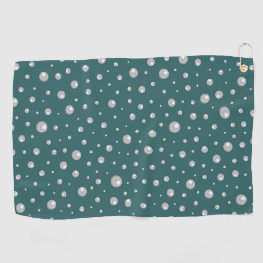 Serviette De Golf Pearl Pattern on Transformative Teal Background (Horizontal)