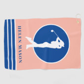 Serviette De Golf Pêche et Dames bleues (Horizontal)