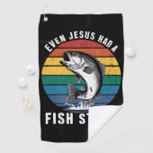 Serviette De Golf Pêche Même Jésus Avait Poisson Histoire Basse Pois (En situation)