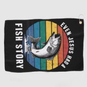 Serviette De Golf Pêche Même Jésus avait une histoire de poisson Bas (Horizontal)
