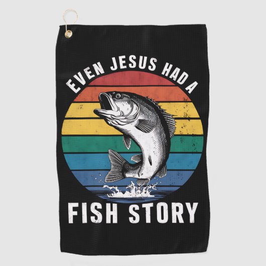 Serviette De Golf Pêche Même Jésus avait une histoire de poisson Bas (Devant)