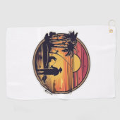 Serviette De Golf Pêche Retro Pêche (Horizontal)