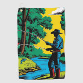 Serviette De Golf Pêcheur sur la rive (Devant)