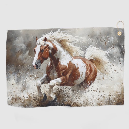 Serviette De Golf Peindre Un Cheval Qui Traverse L'Eau (Horizontal)