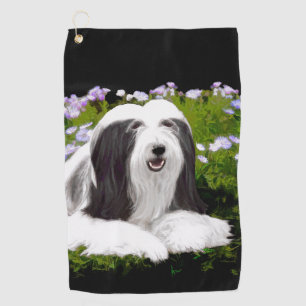 Serviette De Golf Peinture à collie à poils - Joli art original de c
