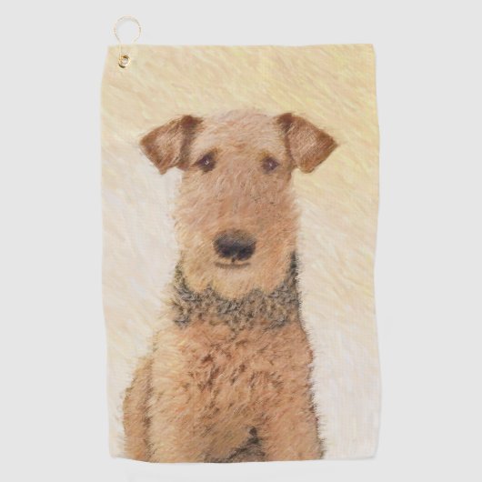 Serviette De Golf Peinture Airedale Terrier - Cute Original Art (Devant)