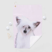 Serviette De Golf Peinture chinoise en poudre - Art Chien (En situation)