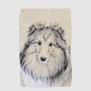 Serviette De Golf Peinture de chien de berger de Shetland - art