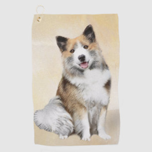 Serviette De Golf Peinture de Chien Islandais - Art Original de Chie