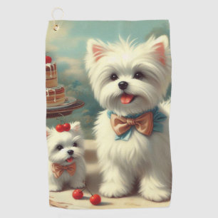 Serviette De Golf Peinture de chiot maltais mignon