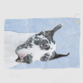 Serviette De Golf Peinture de Great Dane (Arlequin) - Art original d (Horizontal)