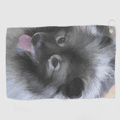 Serviette De Golf Peinture de Keeshond Bailey - Art original de chie (Horizontal)