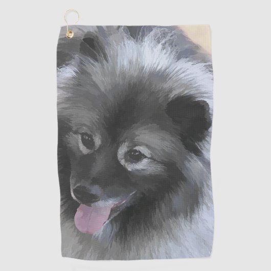Serviette De Golf Peinture de Keeshond Bailey - Art original de chie (Devant)