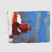 Serviette De Golf Peinture de phare rouge - Art original (Horizontal)