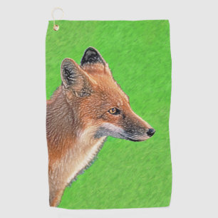 Serviette De Golf Peinture de Renard Rouge - Art Animalier Original
