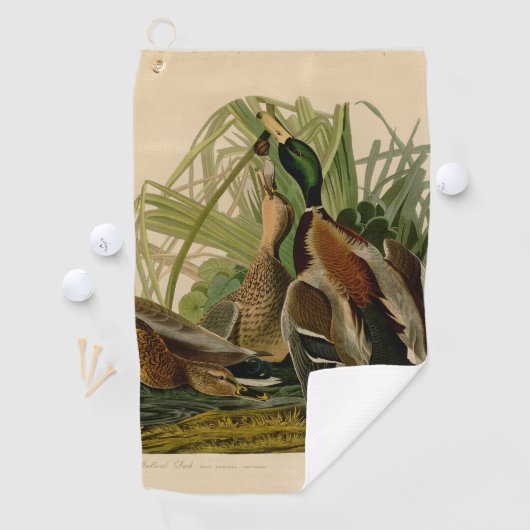 Serviette De Golf Peinture d'oiseaux de Mallard Duck Audubon (En situation)