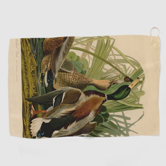Serviette De Golf Peinture d'oiseaux de Mallard Duck Audubon (Horizontal)