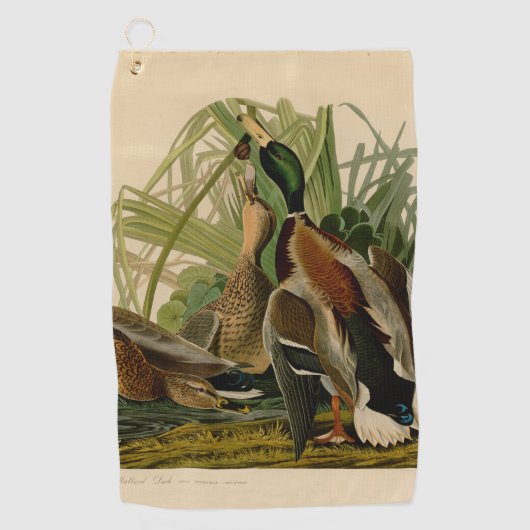 Serviette De Golf Peinture d'oiseaux de Mallard Duck Audubon (Devant)