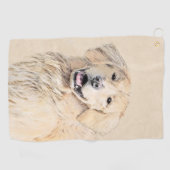Serviette De Golf Peinture Golden Retriever - Joli art original chie (Horizontal)
