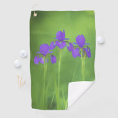 Serviette De Golf Peinture Iris Violet - Art Floral Original (En situation)