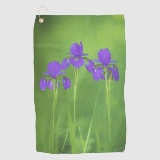 Serviette De Golf Peinture Iris Violet - Art Floral Original (Devant)