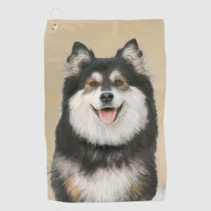 Serviette De Golf Peinture Lapphund Finlandaise - Joli art original 