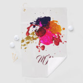 Serviette De Golf Peinture moderne violet rose rouge or (En situation)