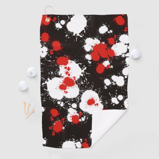 Serviette De Golf Peinture noire, blanche et rouge (En situation)