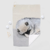Serviette De Golf Peinture originale de chiot Keeshond endormi, Art (En situation)