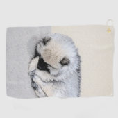 Serviette De Golf Peinture originale de chiot Keeshond endormi, Art (Horizontal)