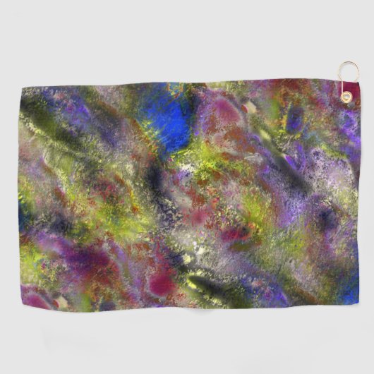 Serviette De Golf Peinture rouge jaune rayé sablé sur coton (Horizontal)