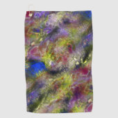 Serviette De Golf Peinture rouge jaune rayé sablé sur coton (Devant)