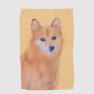 Serviette De Golf Peinture Spitz Finlandais - Art Original de Chien