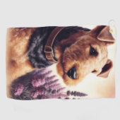 Serviette De Golf Peinture vintage Airedale Terrier (Horizontal)