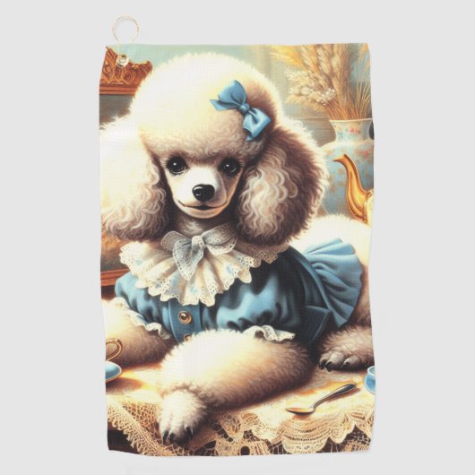Serviette De Golf Peinture vintage de caniche (Devant)