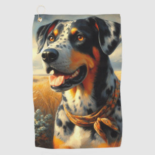 Serviette De Golf Peinture vintage de chien léopard Catahoula