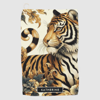 Serviette De Golf Peinture vintage de tigre d'or