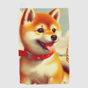 Serviette De Golf Peinture vintage Shiba Inu