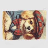 Serviette De Golf Peinture Vintage sur chiot (Horizontal)