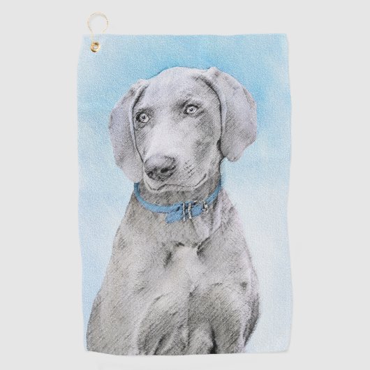 Serviette De Golf Peinture Weimaraner - Joli art original chien (Devant)