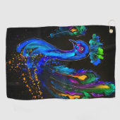 Serviette De Golf Peinture Whimsical Peacock (Horizontal)