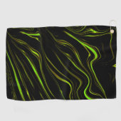 Serviette De Golf Pelouse dorée, vert ondulé longues traces sur fond (Horizontal)