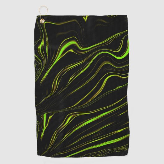 Serviette De Golf Pelouse dorée, vert ondulé longues traces sur fond (Devant)