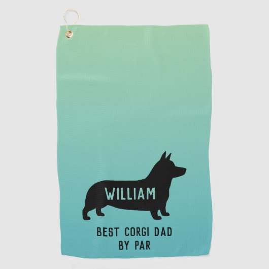 Serviette De Golf Pembroke Welsh Corgi Chien Silhouette Personnalisé (Devant)