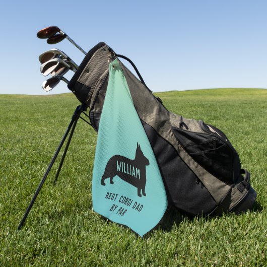 Serviette De Golf Pembroke Welsh Corgi Chien Silhouette Personnalisé (Vert)